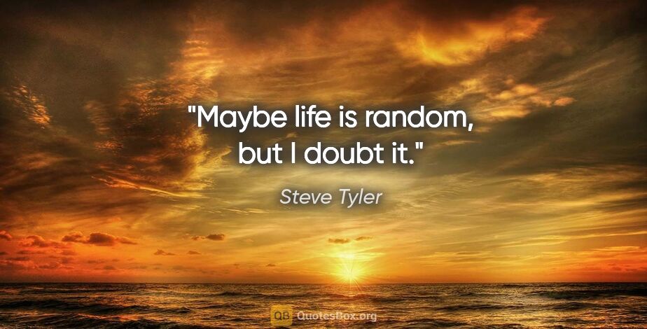 Steve Tyler quote: "Maybe life is random, but I doubt it."