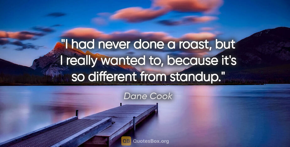 Dane Cook quote: "I had never done a roast, but I really wanted to, because it's..."