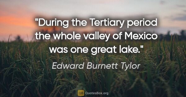 Edward Burnett Tylor quote: "During the Tertiary period the whole valley of Mexico was one..."