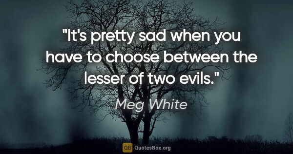 Meg White quote: "It's pretty sad when you have to choose between the lesser of..."