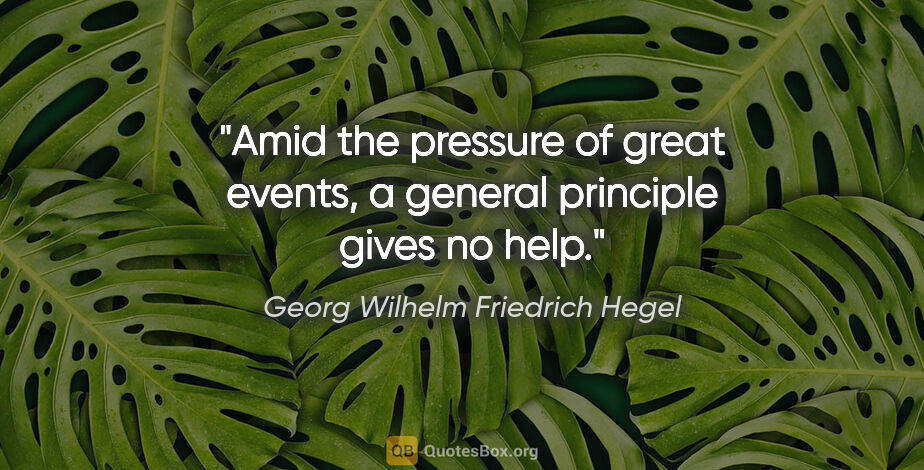 Georg Wilhelm Friedrich Hegel quote: "Amid the pressure of great events, a general principle gives..."