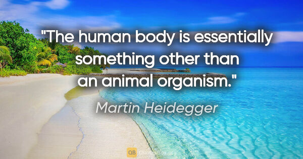 Martin Heidegger quote: "The human body is essentially something other than an animal..."