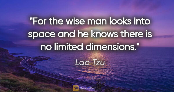 Lao Tzu quote: "For the wise man looks into space and he knows there is no..."