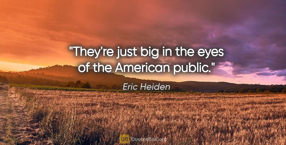 Eric Heiden quote: "They're just big in the eyes of the American public."