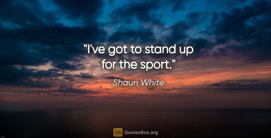 Shaun White quote: "I've got to stand up for the sport."