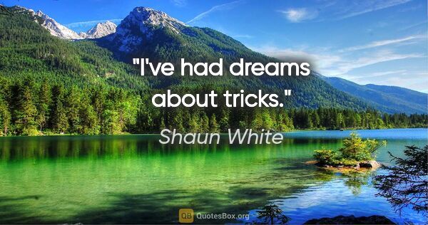 Shaun White quote: "I've had dreams about tricks."