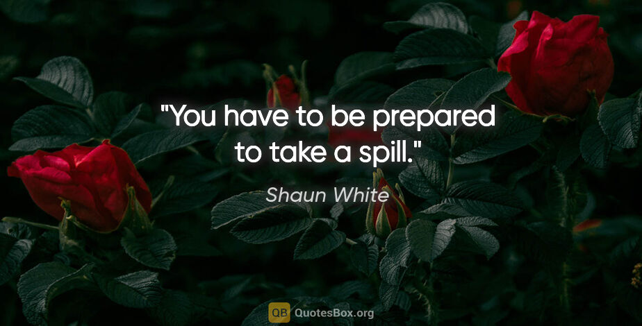 Shaun White quote: "You have to be prepared to take a spill."