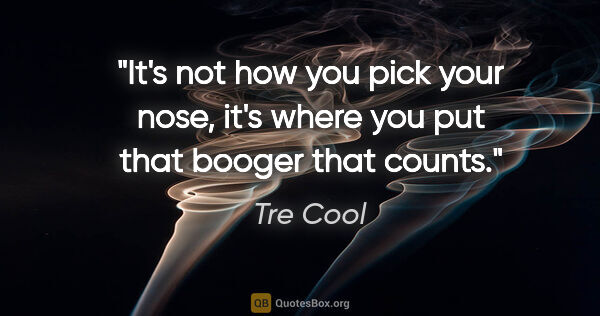 Tre Cool quote: "It's not how you pick your nose, it's where you put that..."