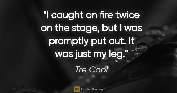 Tre Cool quote: "I caught on fire twice on the stage, but I was promptly put..."