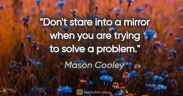 Mason Cooley quote: "Don't stare into a mirror when you are trying to solve a problem."