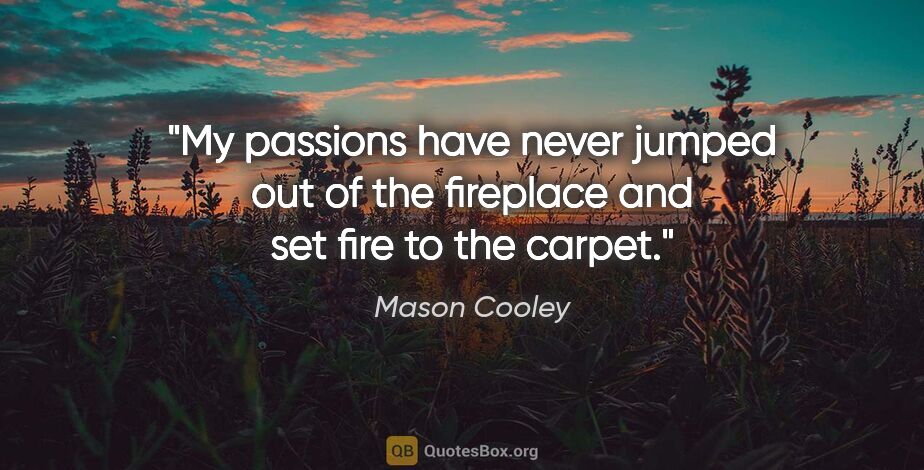 Mason Cooley quote: "My passions have never jumped out of the fireplace and set..."