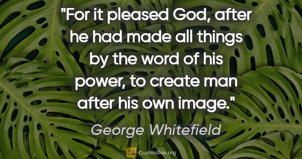 George Whitefield quote: "For it pleased God, after he had made all things by the word..."