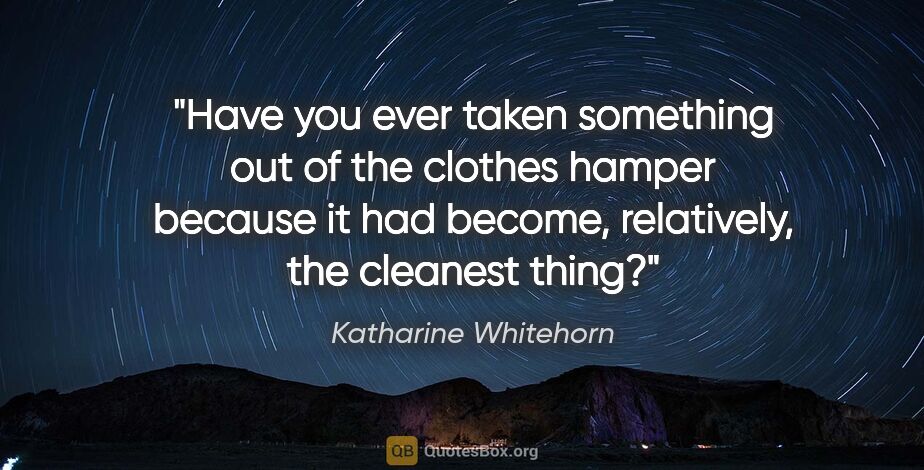 Katharine Whitehorn quote: "Have you ever taken something out of the clothes hamper..."