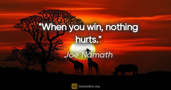 Joe Namath quote: "When you win, nothing hurts."