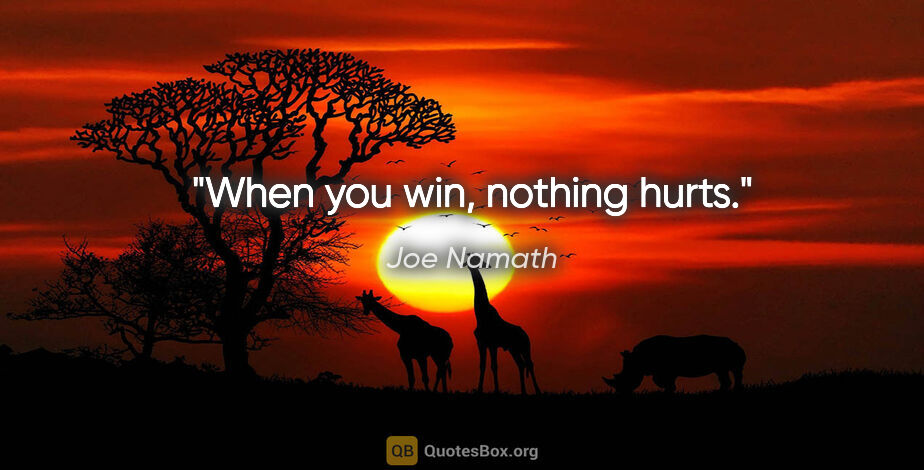 Joe Namath quote: "When you win, nothing hurts."