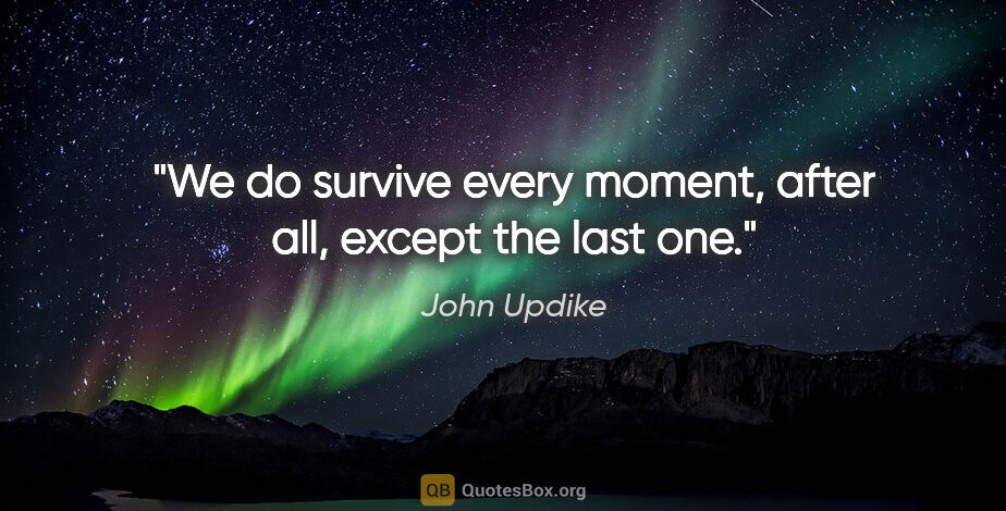 John Updike quote: "We do survive every moment, after all, except the last one."