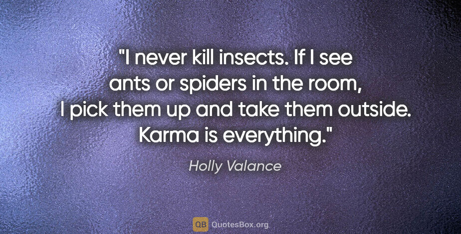 Holly Valance quote: "I never kill insects. If I see ants or spiders in the room, I..."