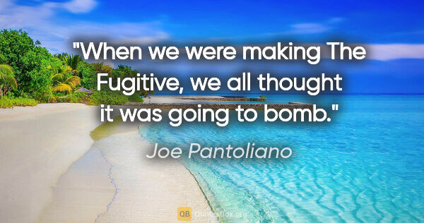 Joe Pantoliano quote: "When we were making The Fugitive, we all thought it was going..."