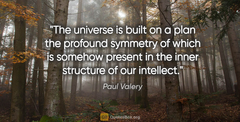 Paul Valery quote: "The universe is built on a plan the profound symmetry of which..."
