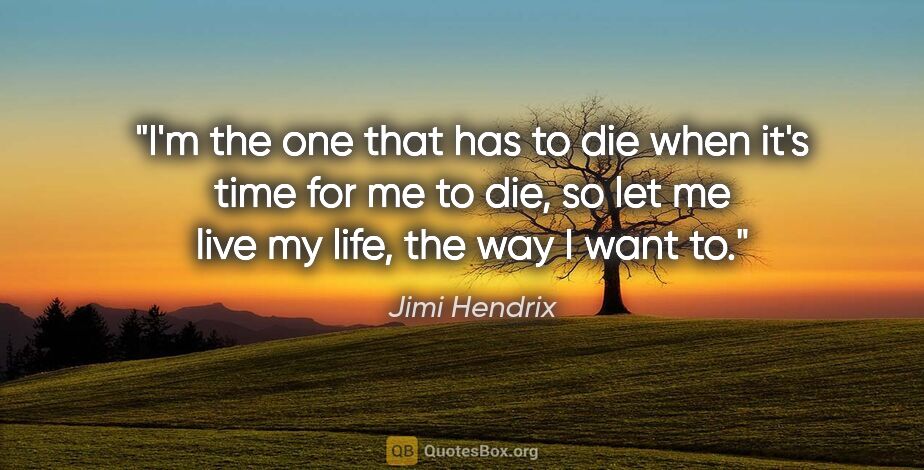 Jimi Hendrix quote: "I'm the one that has to die when it's time for me to die, so..."