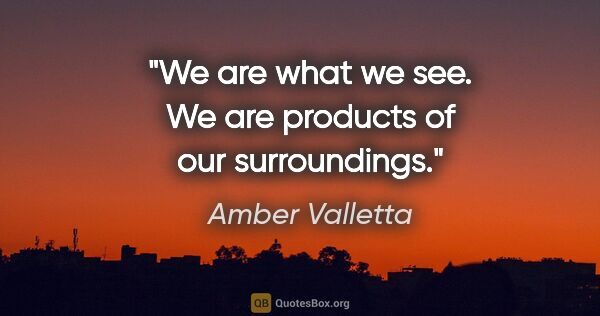 Amber Valletta quote: "We are what we see. We are products of our surroundings."