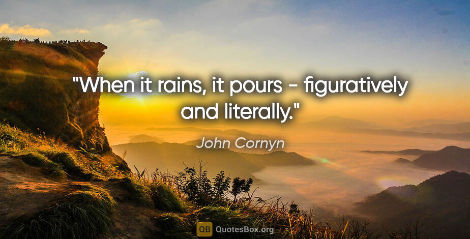 John Cornyn quote: "When it rains, it pours - figuratively and literally."