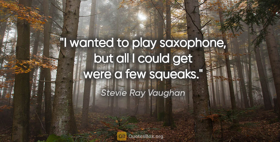 Stevie Ray Vaughan quote: "I wanted to play saxophone, but all I could get were a few..."