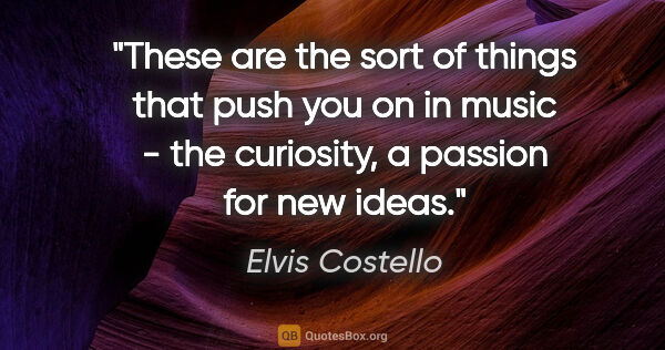 Elvis Costello quote: "These are the sort of things that push you on in music - the..."