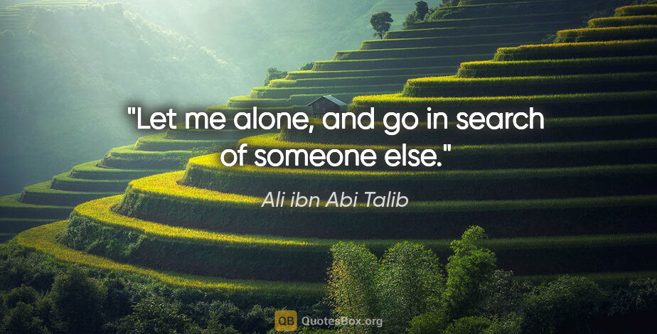 Ali ibn Abi Talib quote: "Let me alone, and go in search of someone else."