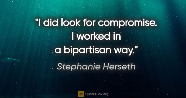 Stephanie Herseth quote: "I did look for compromise. I worked in a bipartisan way."