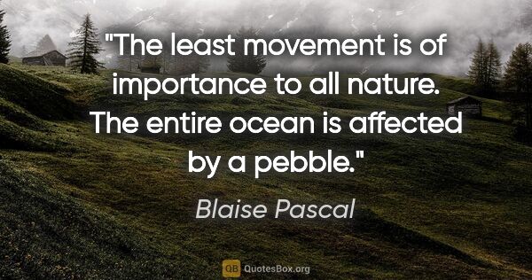 Blaise Pascal quote: "The least movement is of importance to all nature. The entire..."