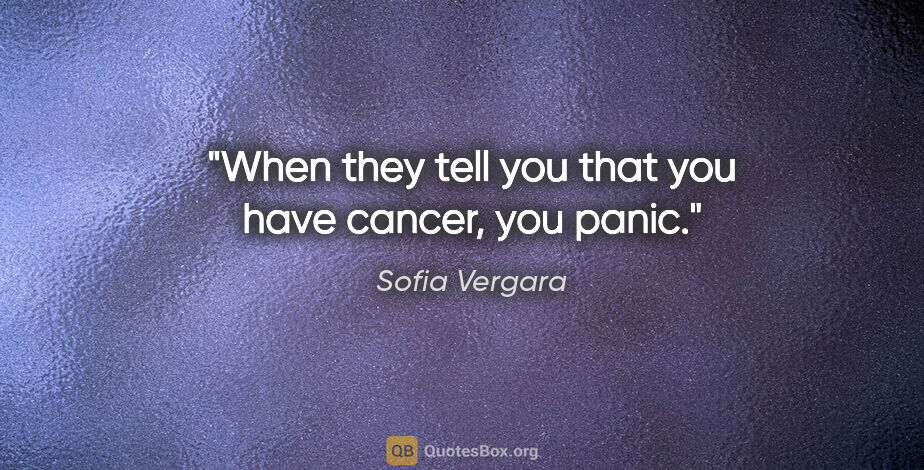 Sofia Vergara quote: "When they tell you that you have cancer, you panic."