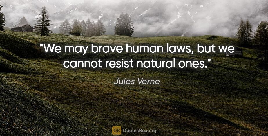 Jules Verne quote: "We may brave human laws, but we cannot resist natural ones."