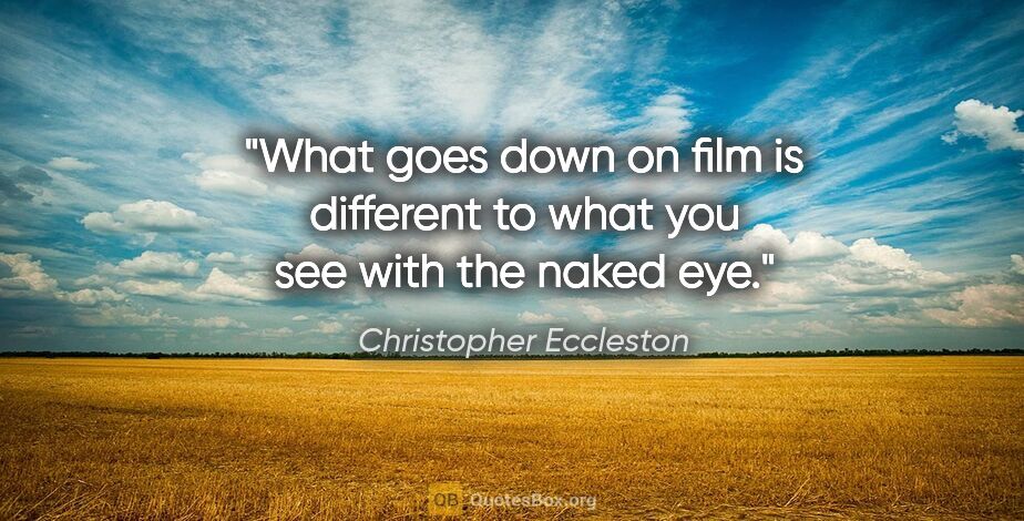 Christopher Eccleston quote: "What goes down on film is different to what you see with the..."