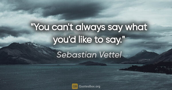 Sebastian Vettel quote: "You can't always say what you'd like to say."