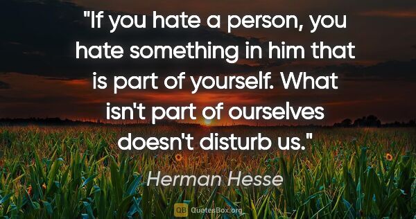 Herman Hesse quote: "If you hate a person, you hate something in him that is part..."