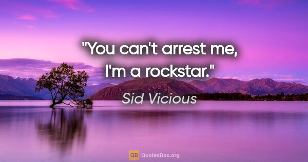 Sid Vicious quote: "You can't arrest me, I'm a rockstar."