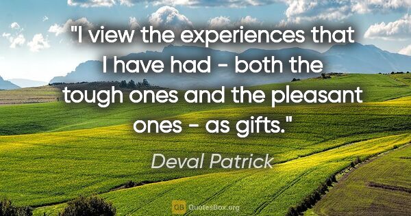 Deval Patrick quote: "I view the experiences that I have had - both the tough ones..."