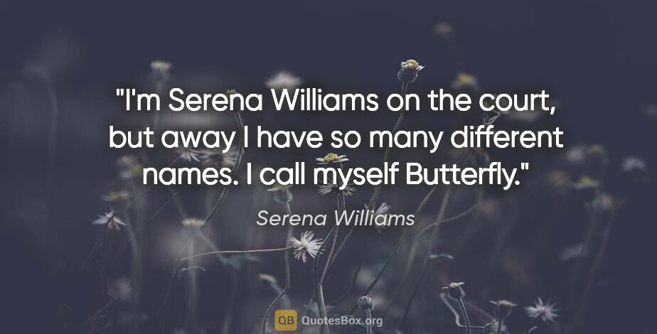 Serena Williams quote: "I'm Serena Williams on the court, but away I have so many..."