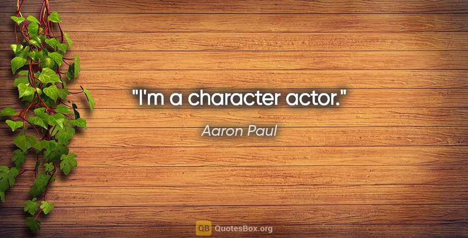 Aaron Paul quote: "I'm a character actor."