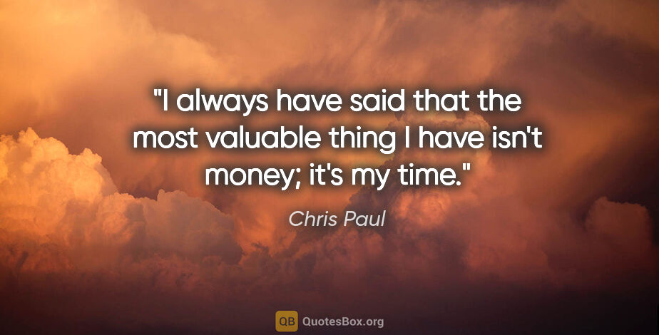 Chris Paul quote: "I always have said that the most valuable thing I have isn't..."