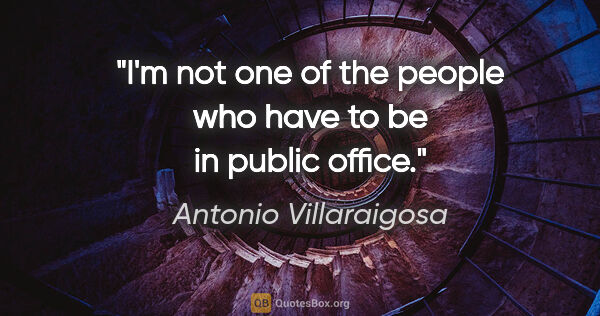 Antonio Villaraigosa quote: "I'm not one of the people who have to be in public office."