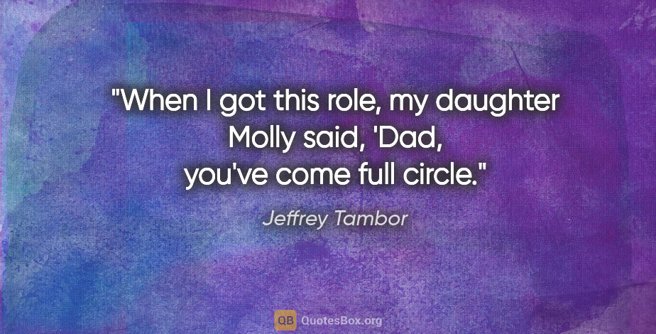Jeffrey Tambor quote: "When I got this role, my daughter Molly said, 'Dad, you've..."