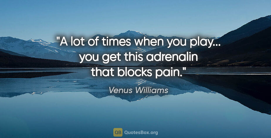 Venus Williams quote: "A lot of times when you play... you get this adrenalin that..."