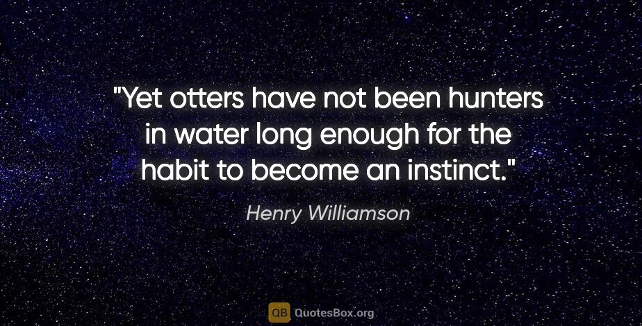 Henry Williamson quote: "Yet otters have not been hunters in water long enough for the..."