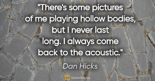 Dan Hicks quote: "There's some pictures of me playing hollow bodies, but I never..."