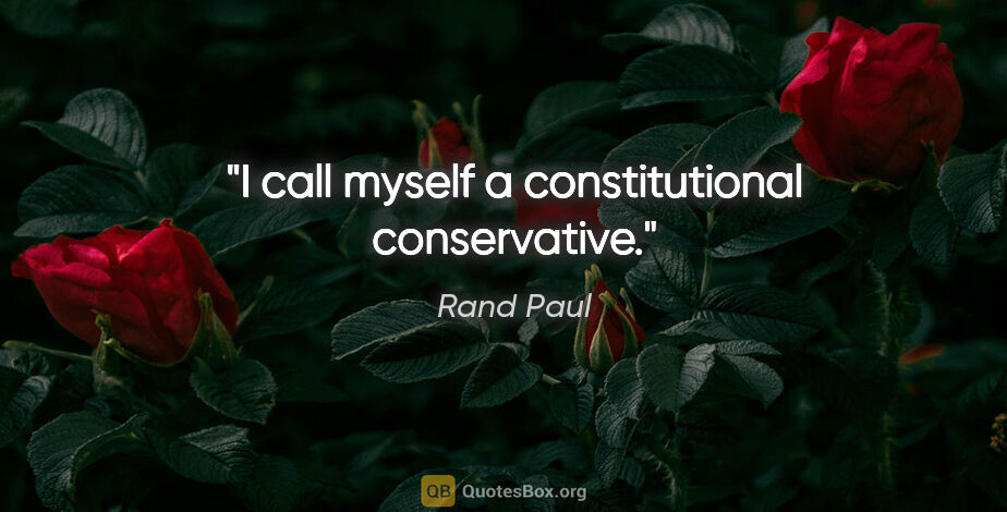 Rand Paul quote: "I call myself a constitutional conservative."