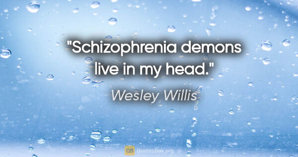 Wesley Willis quote: "Schizophrenia demons live in my head."