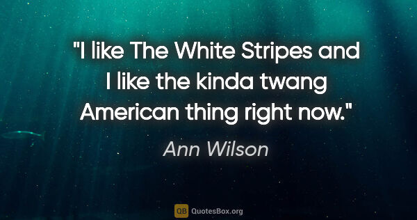 Ann Wilson quote: "I like The White Stripes and I like the kinda twang American..."