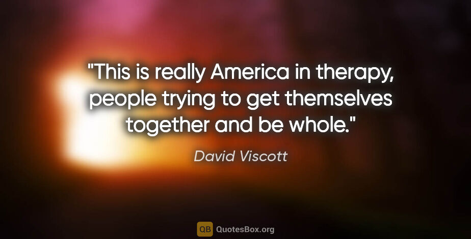 David Viscott quote: "This is really America in therapy, people trying to get..."